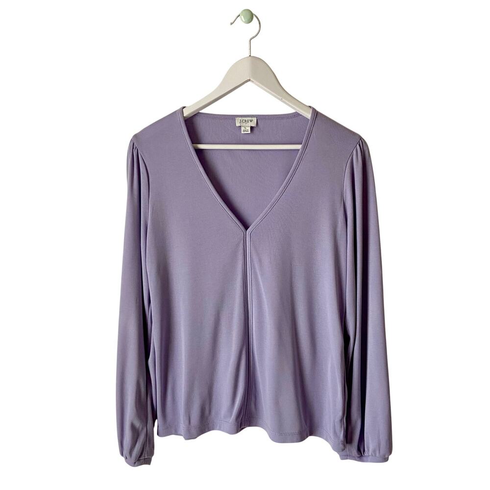 J. Crew Lavender V-Neck Jersey Knit Long Sleeve Top Size Large